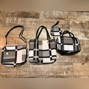Black and White Checkered Travel Bag Set